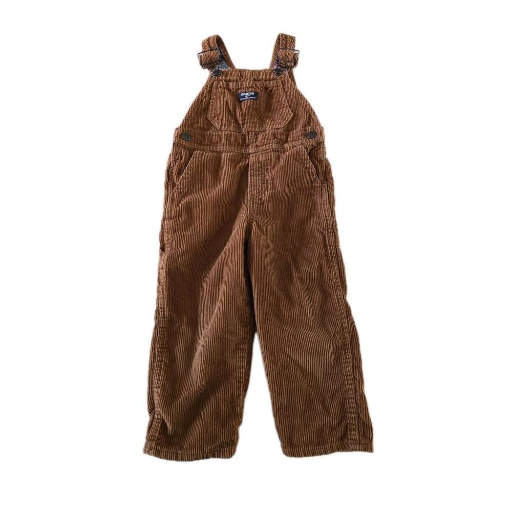 OshKosh B'gosh Overalls Vestback Flannel Lined Corduroy Size 3T Brown